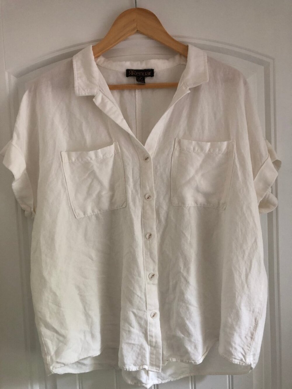 🤍 Runuar 100% Linen Button-Up Shirt | White | Large 🤍